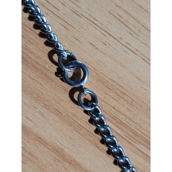 Silver Tone Faux Turquoise Pendant on 24" Chain Women Teen Casual Gift AUG-nk4 - Picture 5 of 5